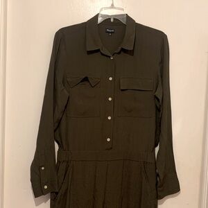 Madewell Utility Long sleeve Jumpsuit Romper Jumper, Hunter Forest green Size M